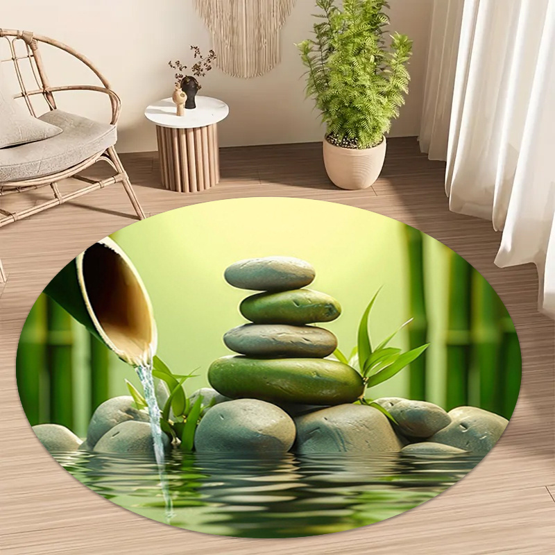 Spa Wellness Hotel - Zen Bamboe Steen Waterstroom Rond Tapijt