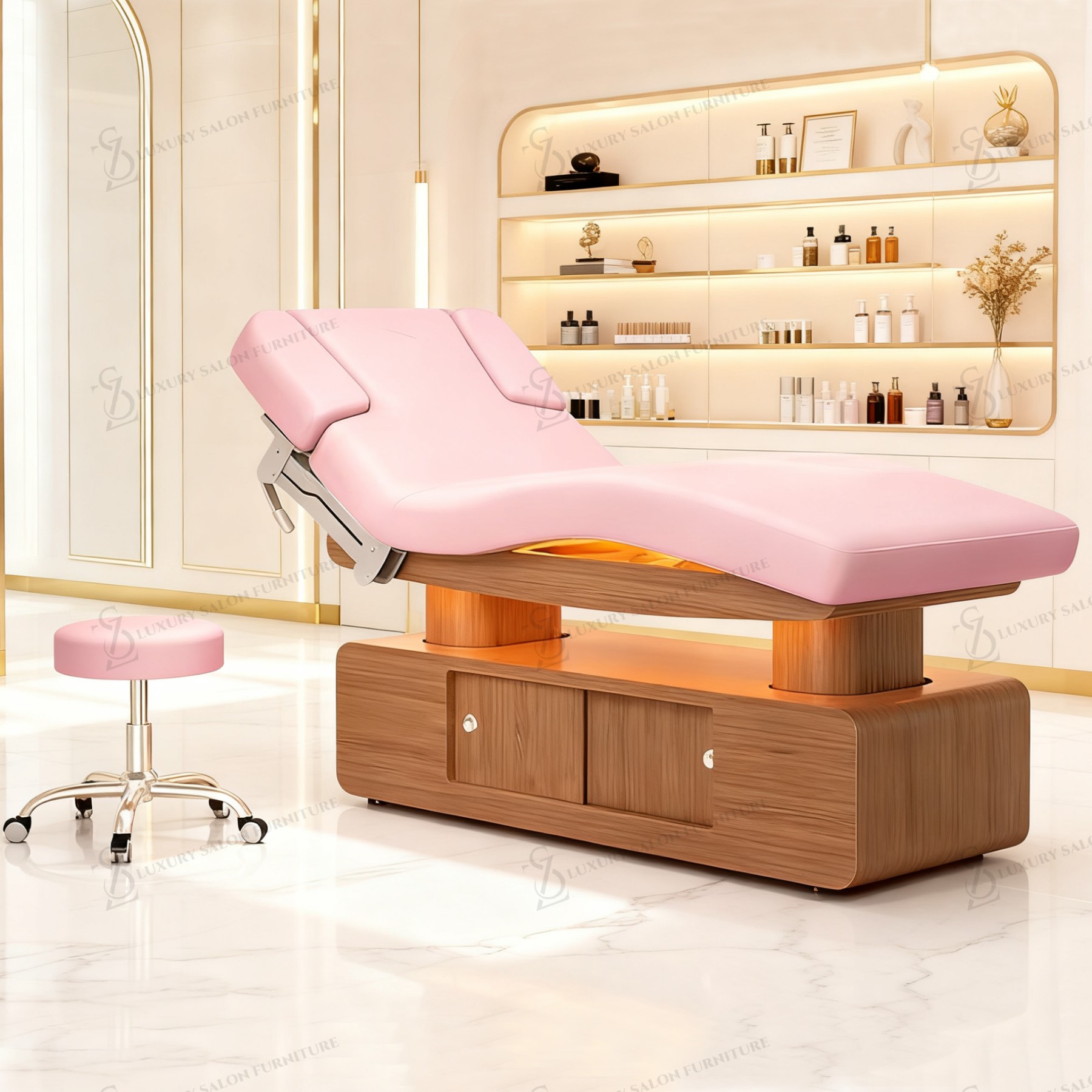 Spa Wellness Beauty - Luxe 3/4 motoren roze schoonheidsbed Multifunctionele